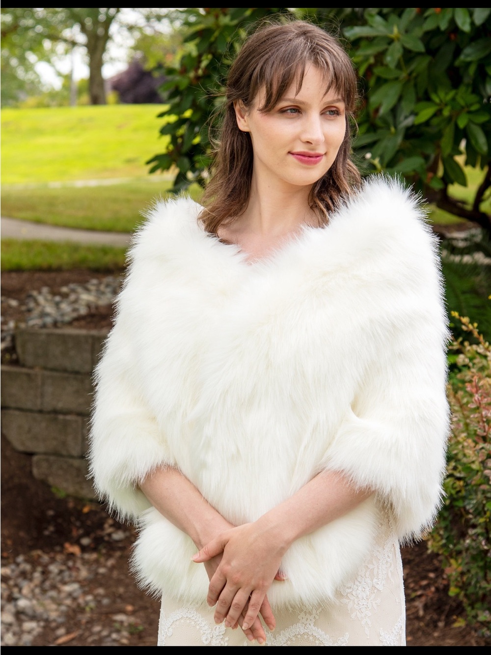 White Faux Fur Bridal Shrug